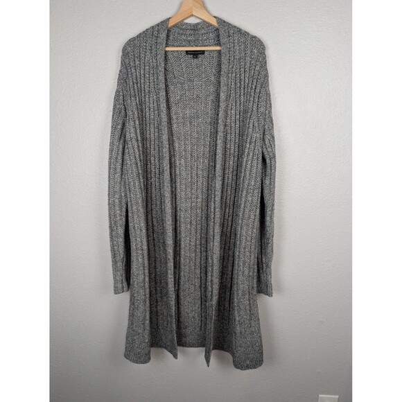 Banana Republic Sweater Cardigan XL Gray Rib Knit Open Front Wool Alpaca Mb - Picture 1 of 6